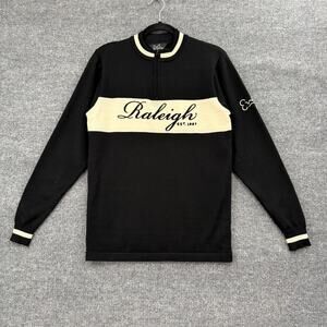 Earth Wind Rider Cycling Jersey Pullover 1/4 Zip Merino Wool Pockets Black Sz S